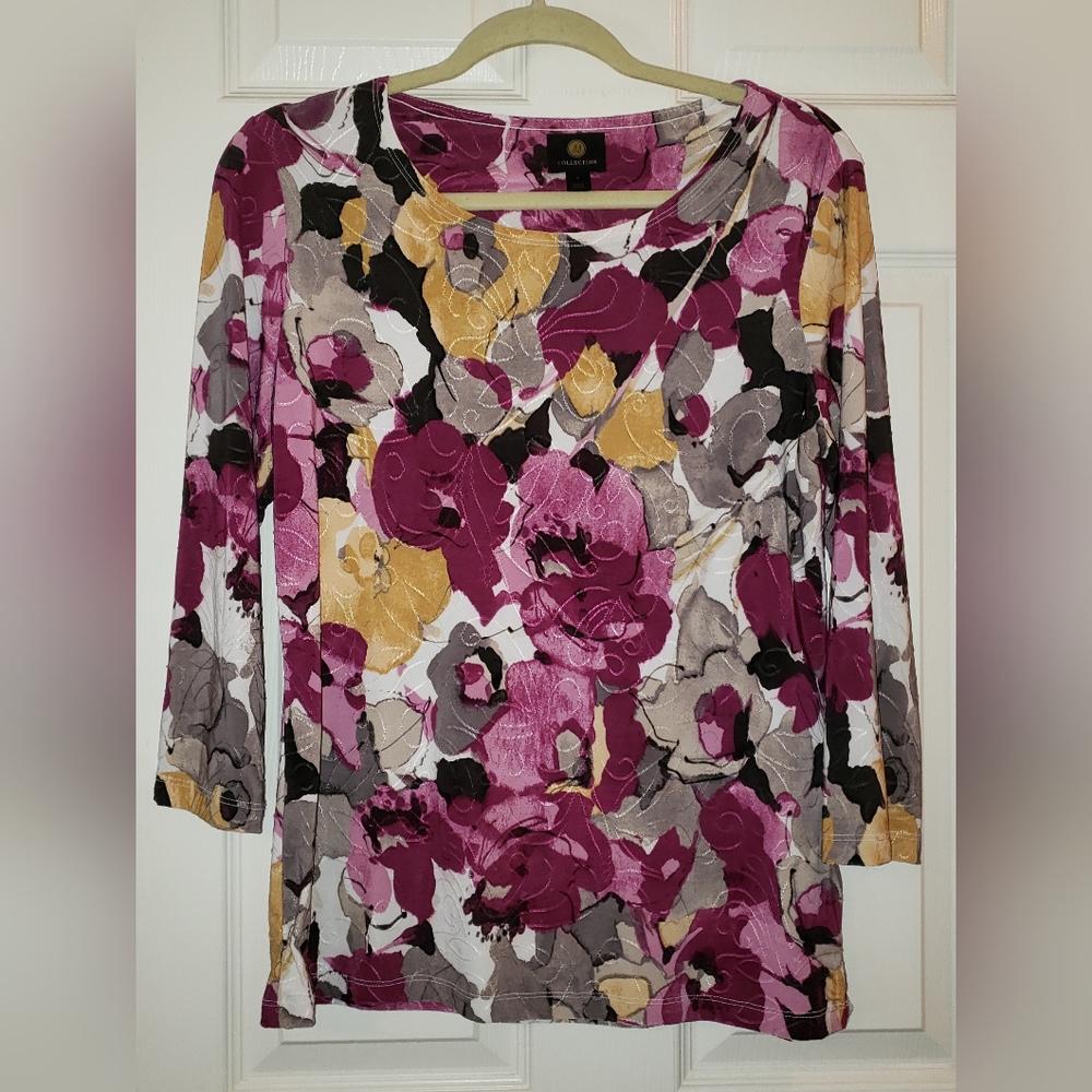 JM 3/4 Sleeve Floral Blouse